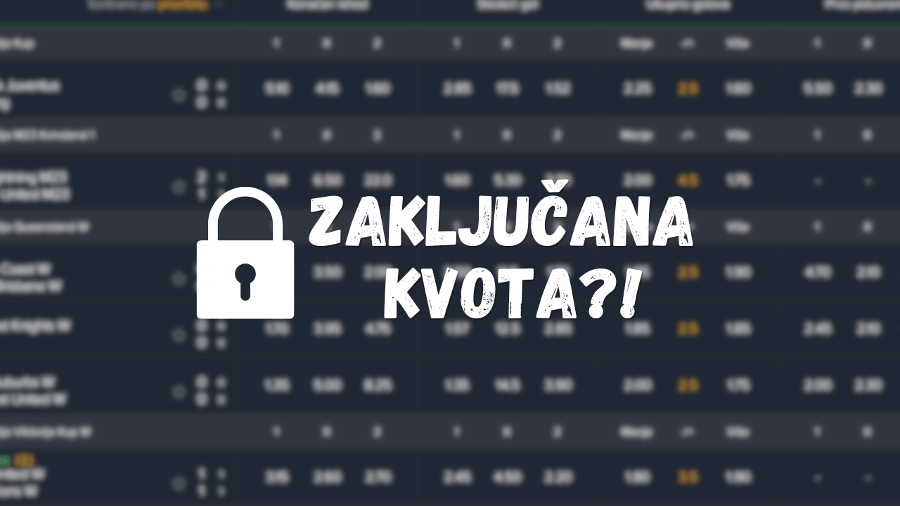 Šta znači zaključana kvota i zašto kladionica blokira opkladu